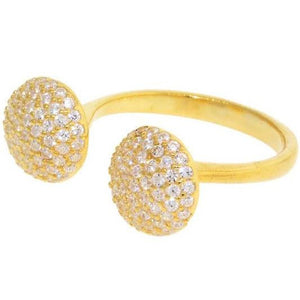 gold pave CZ 2 prong ring