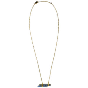  gold raw blue kyanite pendant necklace