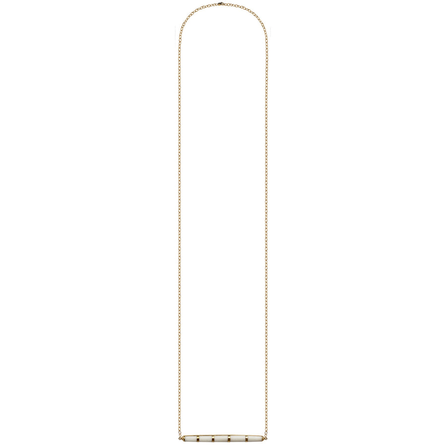 long gold chain white bone bar pendant necklace