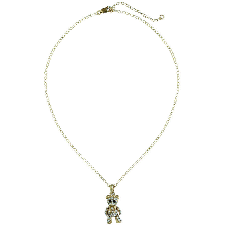 CZ pave’, gold moveable bear. 14k gold filled chain
