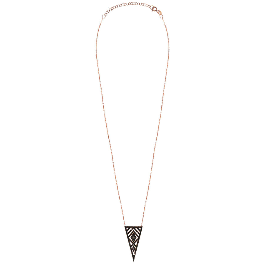 rose gold black CZ triangle marquise necklace