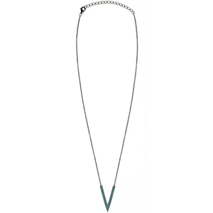 black chain deep turquoise CZ pave necklace