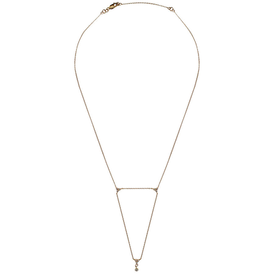 triangle cubic zirconia accents, 14k filled chain, 15" with 2" extender, delicate, gold         