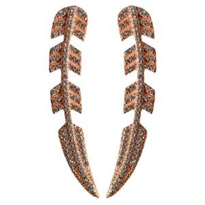 rose gold CZ pave’ ear crawler earrings feather post
