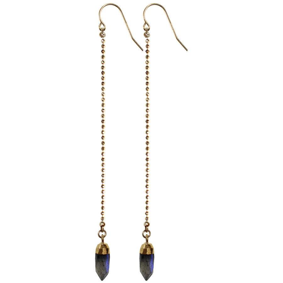 gold chain semi precious labradorite petite spike drop earrings