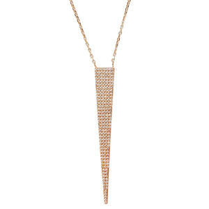 narrow CZ pave' pendant, gold, long, spike, delicate 