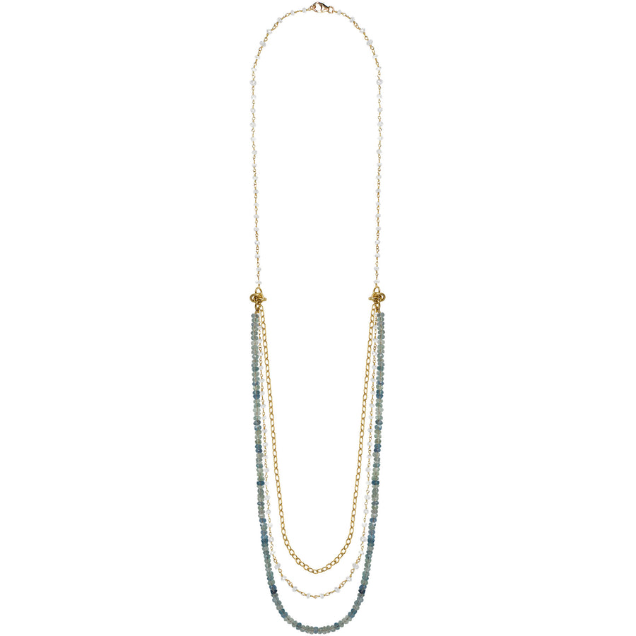  gold layered chain apatite rainbow moonstone necklace