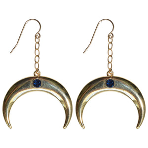  gold crescent blue druzy earrings moon boho