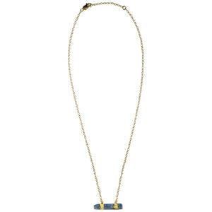 gold raw blue kyanite pendant necklace