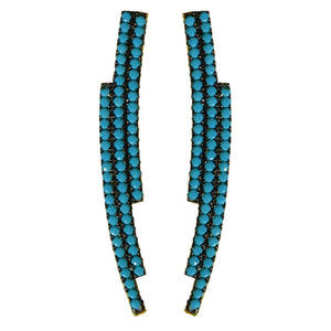 gold turquoise pave’ CZ ear crawler earrings