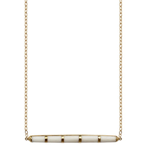 long gold chain white bone bar pendant necklace