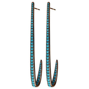 turquoise curve CZ pavé earrings