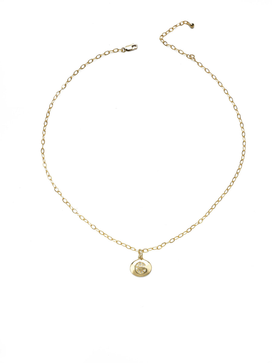 CZ Pavé Gold or Silver initial necklace 