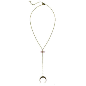 gold crescent and bar charm, Pink, Turquoise, 14k gold filled chain