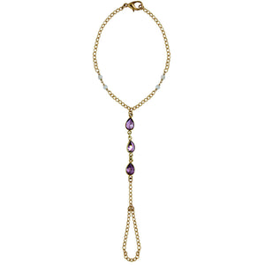 gold filled hand chain, amethyst, moonstone beads Turquoise