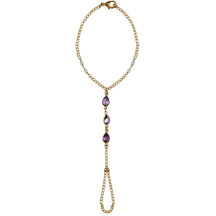gold filled hand chain, amethyst, moonstone beads Turquoise