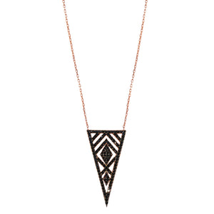 rose gold black CZ triangle marquise necklace