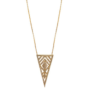 gold CZ triangle marquise necklace