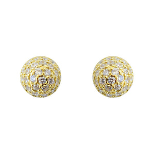 CZ pave button stud post backing earrings gold, rose gold, posts, round