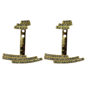 gold CZ pave’ ear jackets earrings