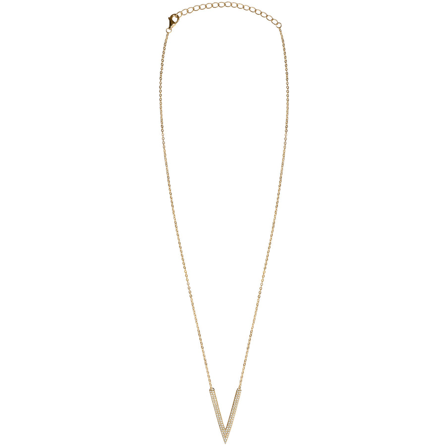 gold chain deep CZ pave necklace