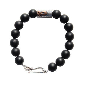 mens bracelet black onyx copper silver
