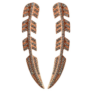 rose gold CZ pave’ ear crawler earrings feather post