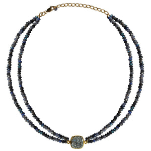 blue labradorite choker druzy necklace
