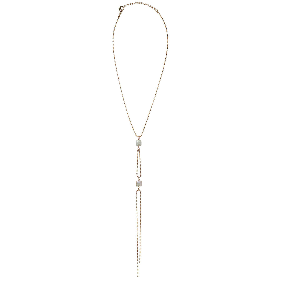 long faceted gold chain white semi precious cube stone necklace