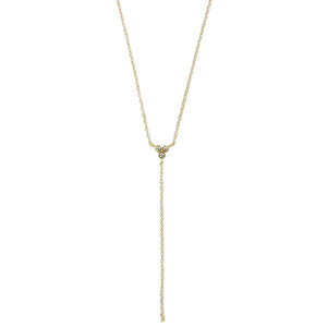  CZ pave' triangle necklace with chain drop, 14k gold filled chain, delicate 