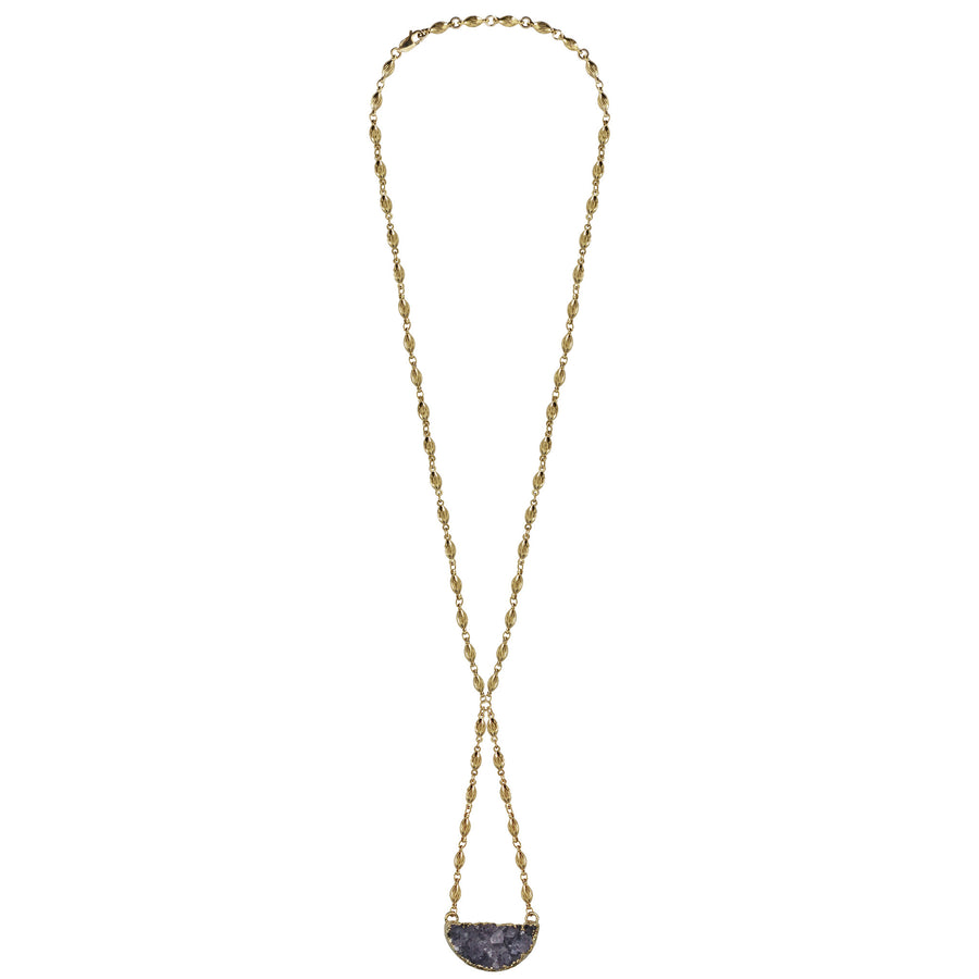 gold necklace 24k gold-wrapped amethyst druzzy