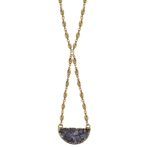 gold necklace 24k gold-wrapped amethyst druzzy