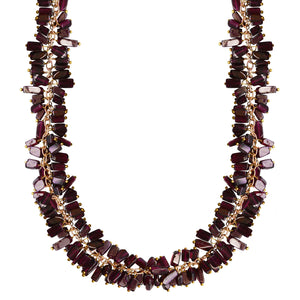 garnet cluster choker necklace, gold chain, Penny