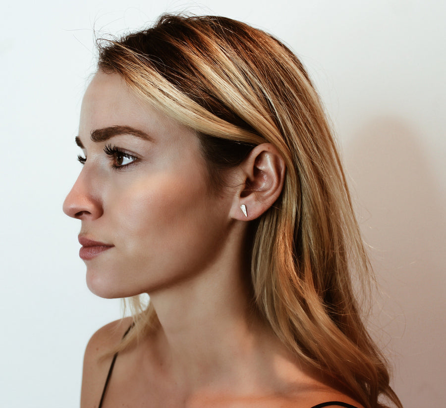 CZ pave kite stud earrings, gold, posts,