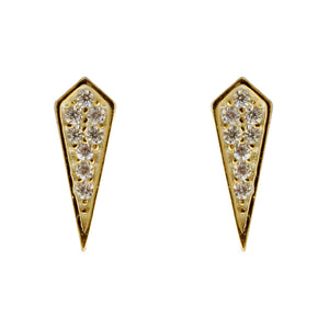 CZ pave kite stud earrings, gold, posts,