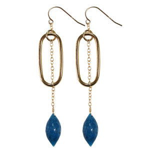 gold drop crysocola bead earrings