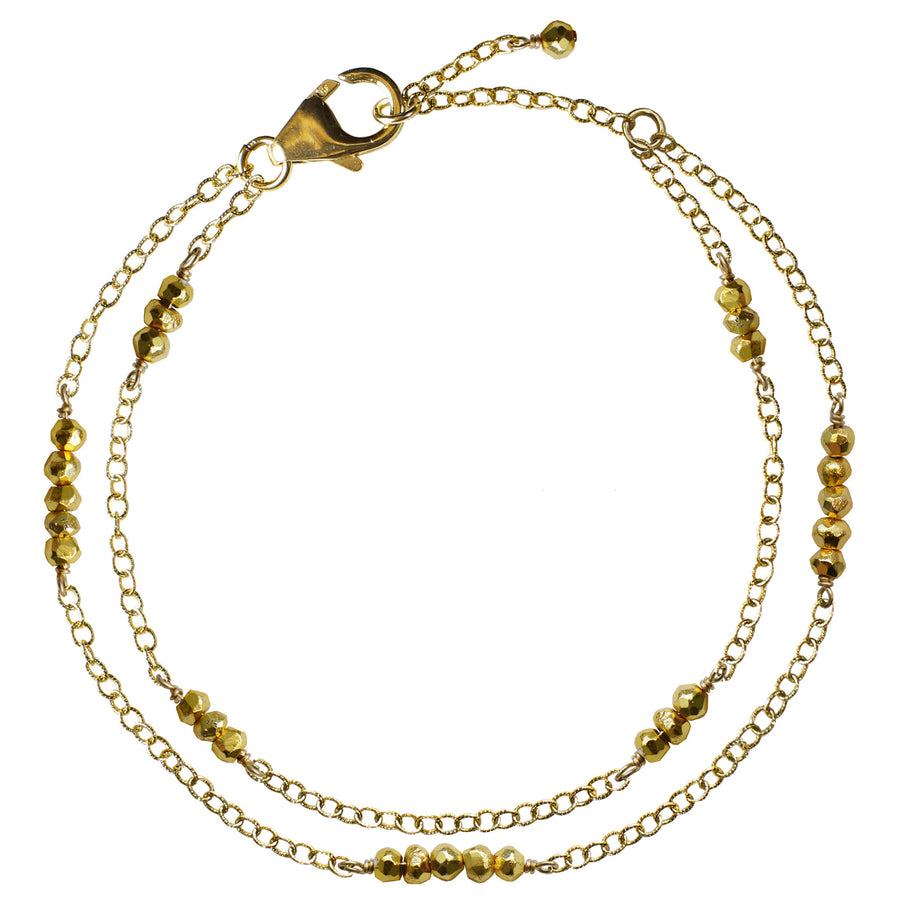 double gold chain gold pyrite bracelet