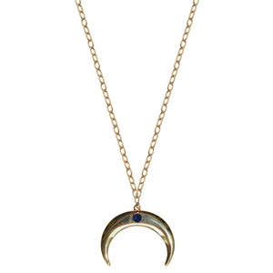 gold chain gold crescent blue mystic druzy necklace 