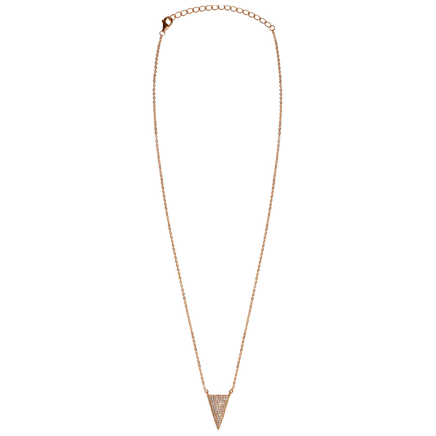 rose gold CZ pave‘ triangle necklace