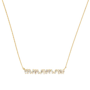asymmetrical CZ baguette bar necklace, 14k gold filled chain