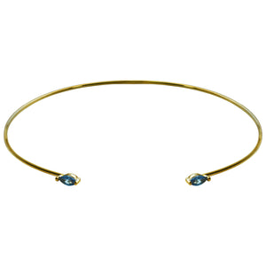 delicate gold cuff blue crystal bracelet 
