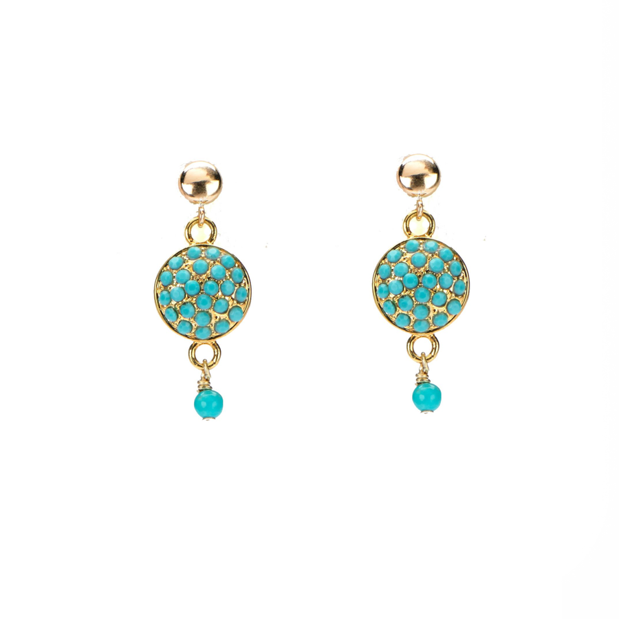 gold CZ pave' studs earrings